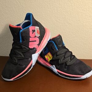 Nike Kyrie 5 Just Do It Black and Pink Athletic Shoes